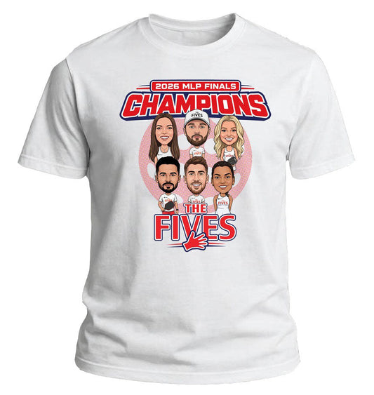 The Fives 2026 Champions Caricature Roster Tee